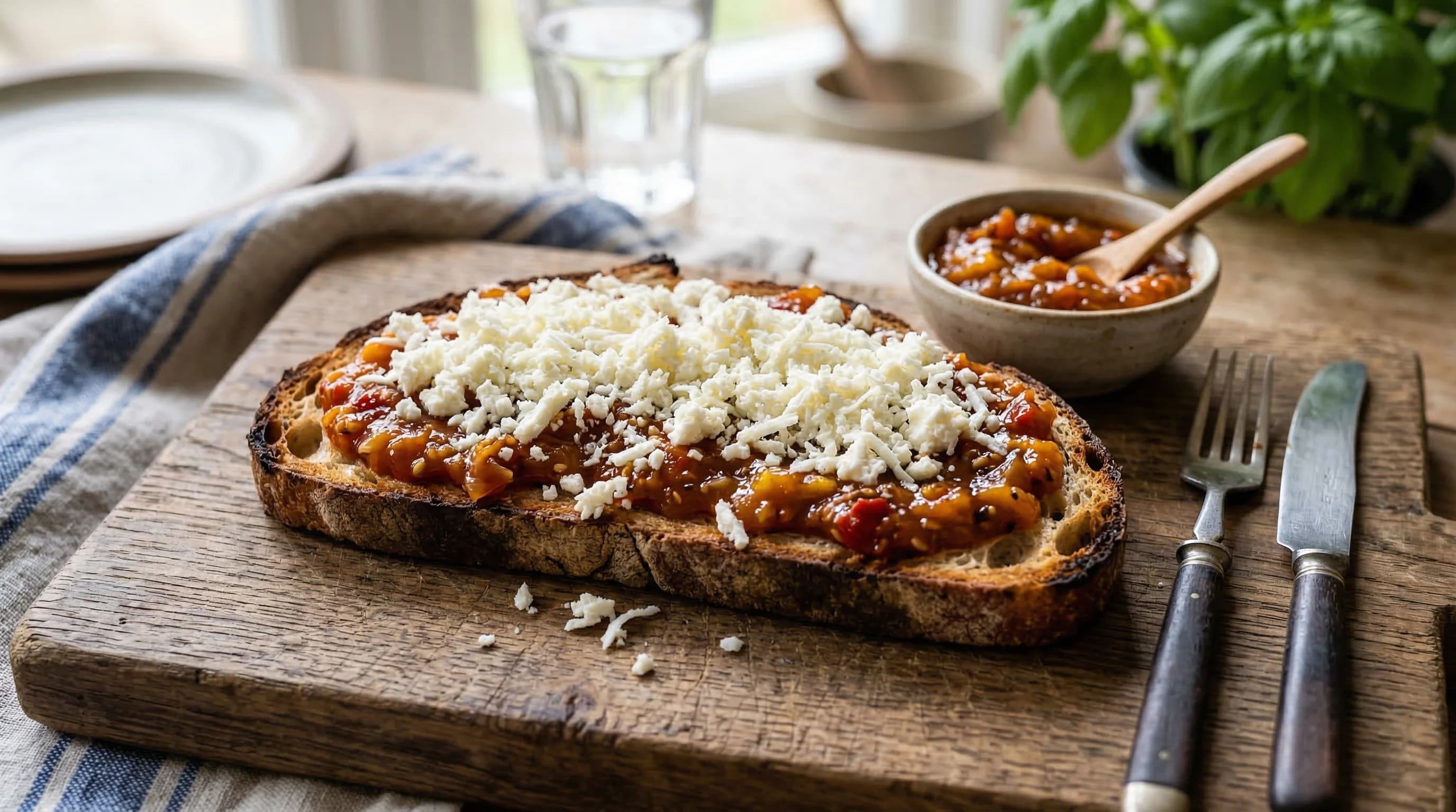 Lyutenitsa Toast with Snowing Cheese