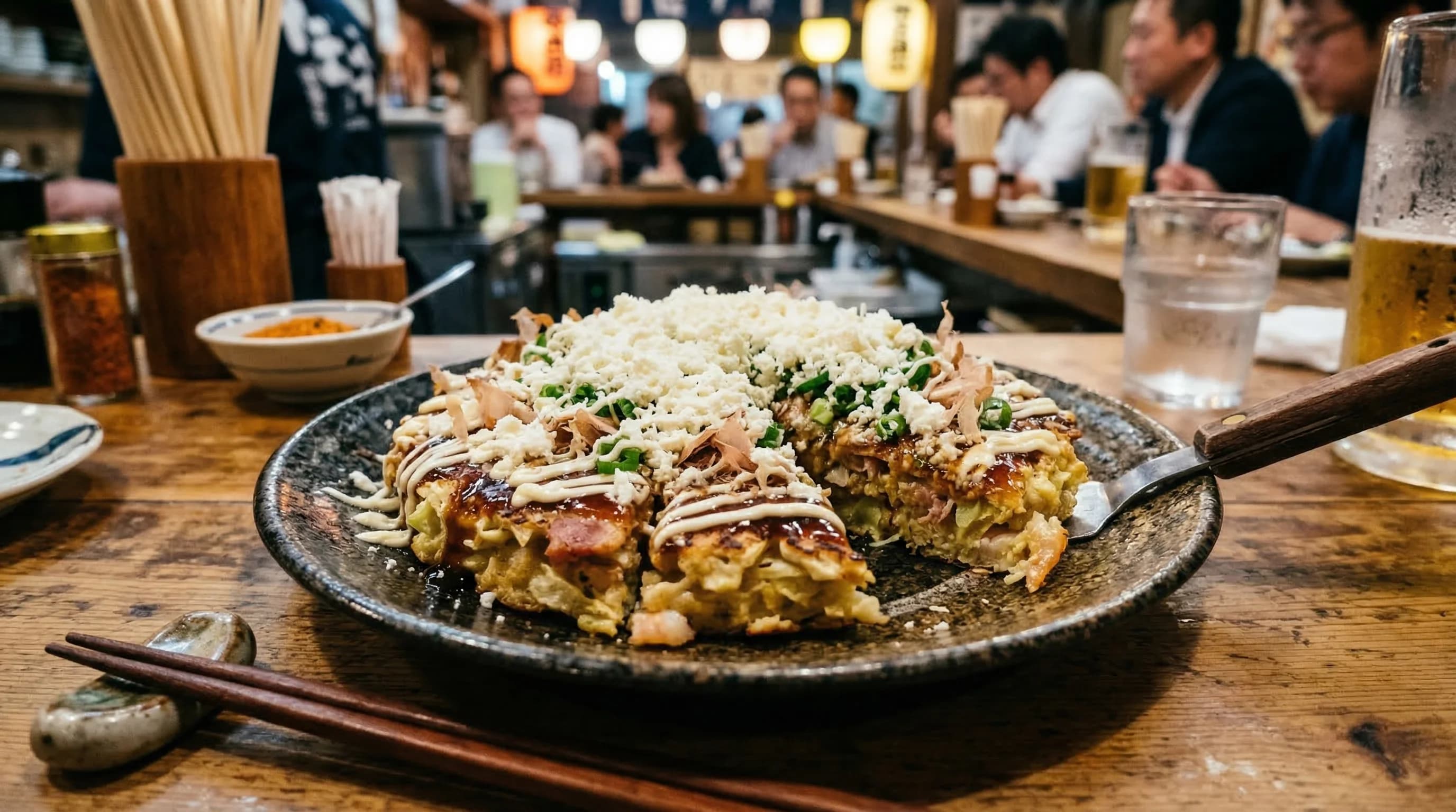 Okonomiyaki with Snowing Cheese
